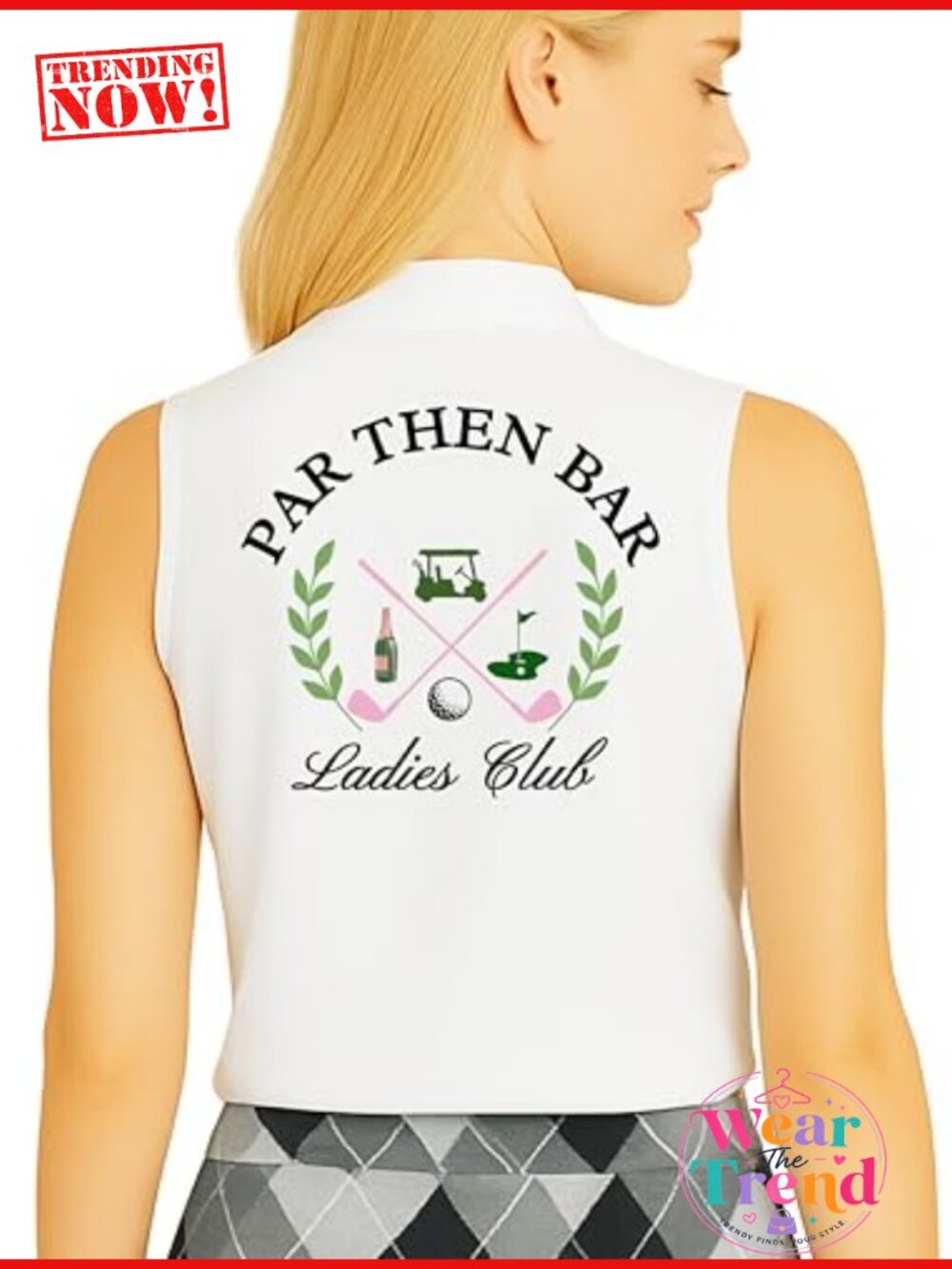 Par Then Bar Ladies Club Golf Polo Sleeveless Athletic Fit Womens